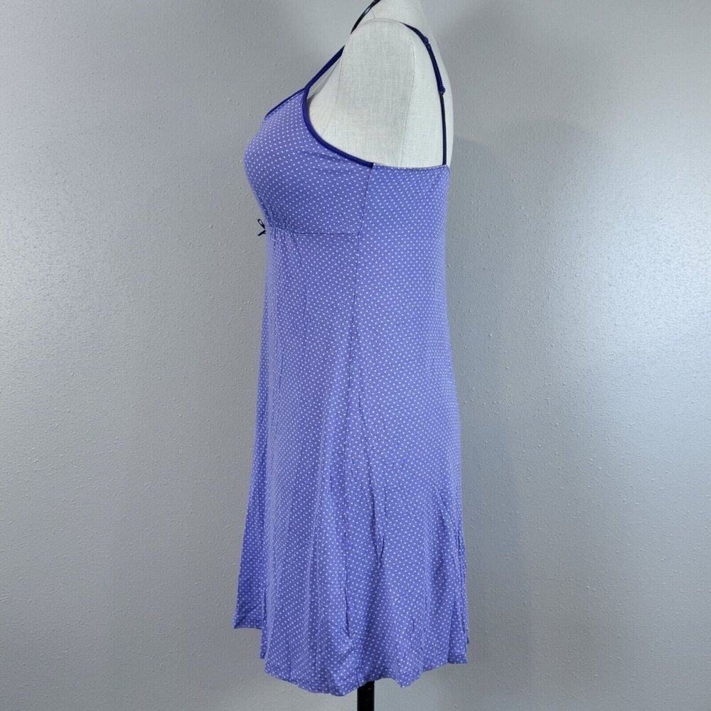 Relativity Intimates Night Dress Size L Purple Polka Dots V Neck Sleeveless - Picture 3 of 14